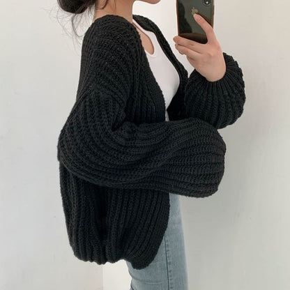 Damen Strickjacke Grobstrick Offen