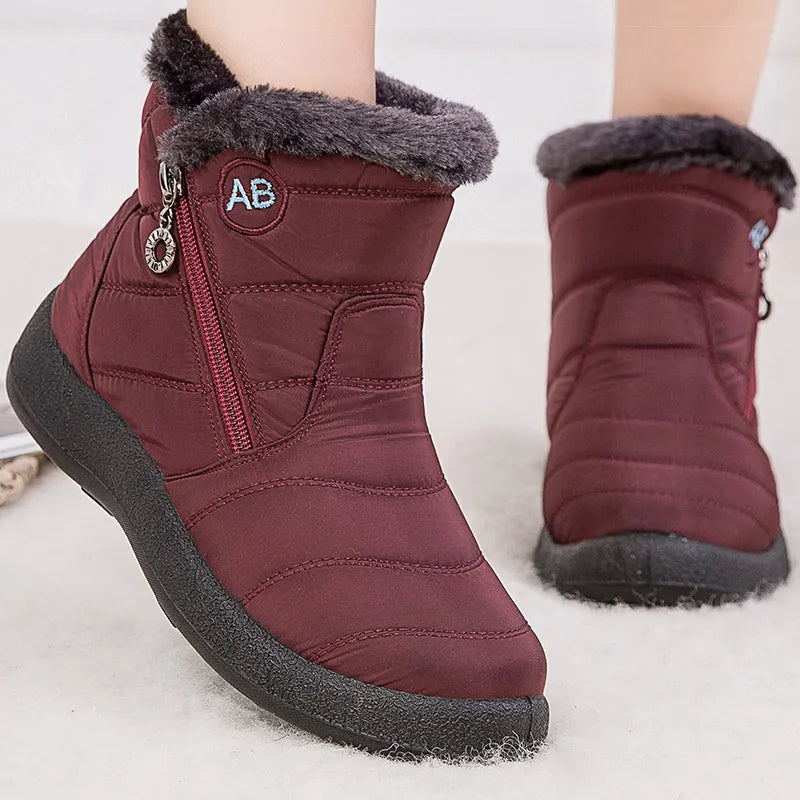 Winterstiefel Damen Knöchelhoch Wasserfest Plüschfutter