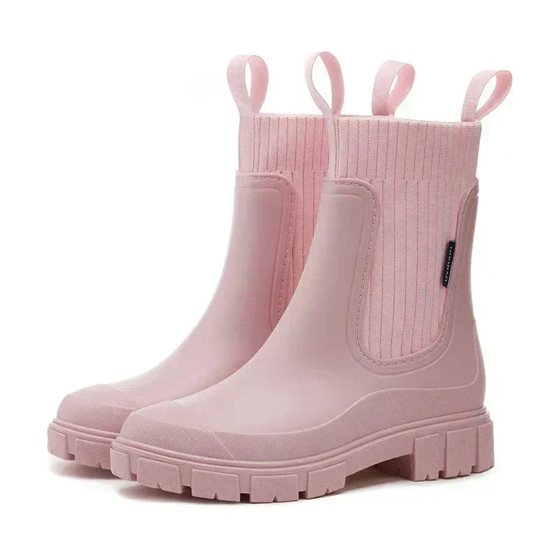 Wasserdichte Gummistiefel Damen Warm Isoliert Rutschfest