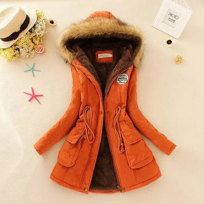 Warme Winterjacke Damen Kapuze Verstellbar