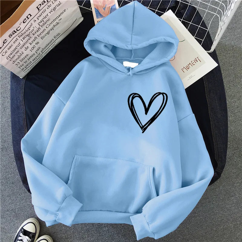 Herz-Hoodie Damen Komfortabel Trendy Design