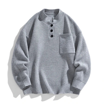 Herren Strickpullover Warm Knopfleiste Winter - IdealeKleiden