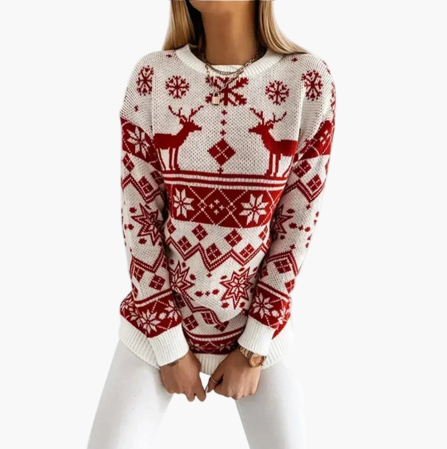 Weihnachtspullover Rentier Muster Winter
