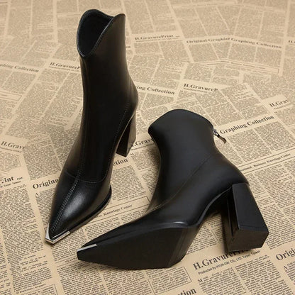 Elegante Lederstiefeletten Damen Schuhe