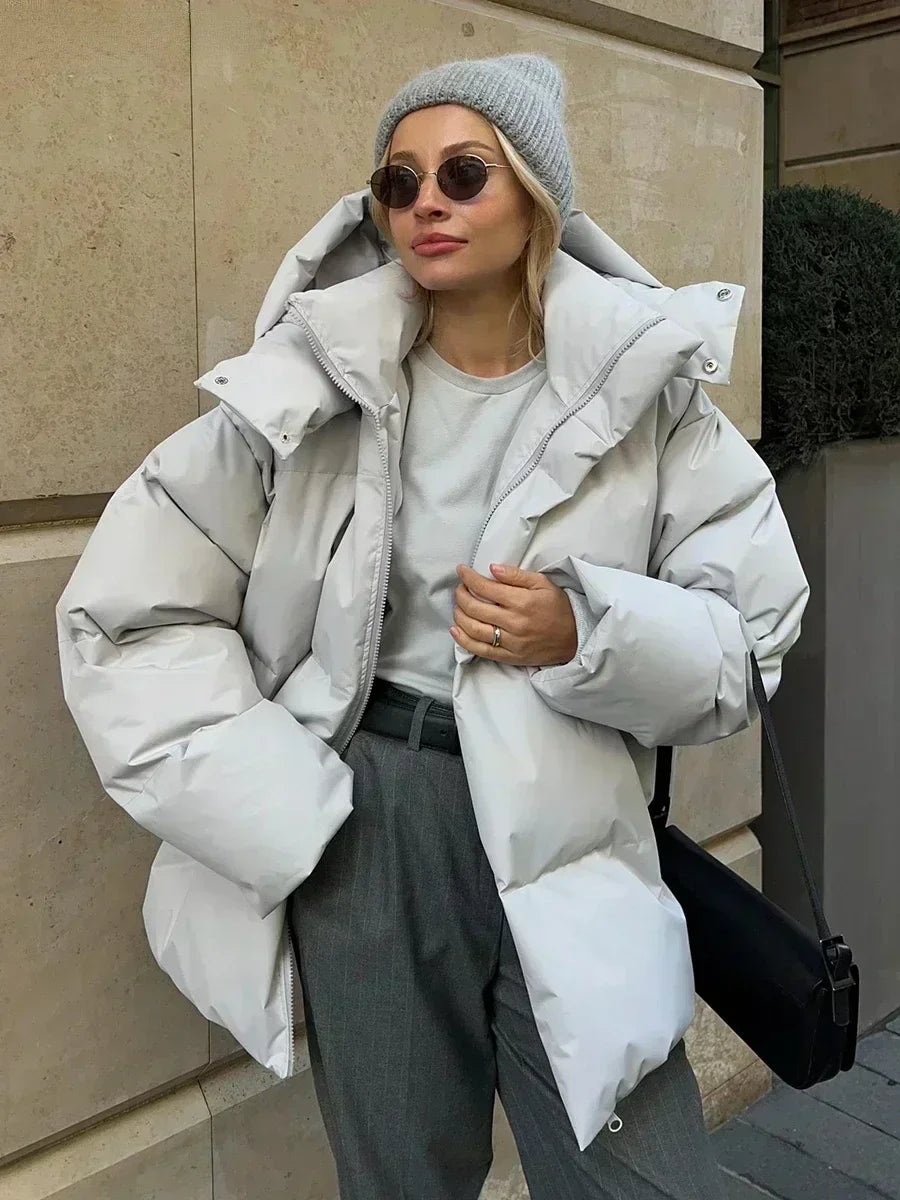 Warme Damen Winterjacke | Steppmantel mit Kapuze & Fleece-Fütterung