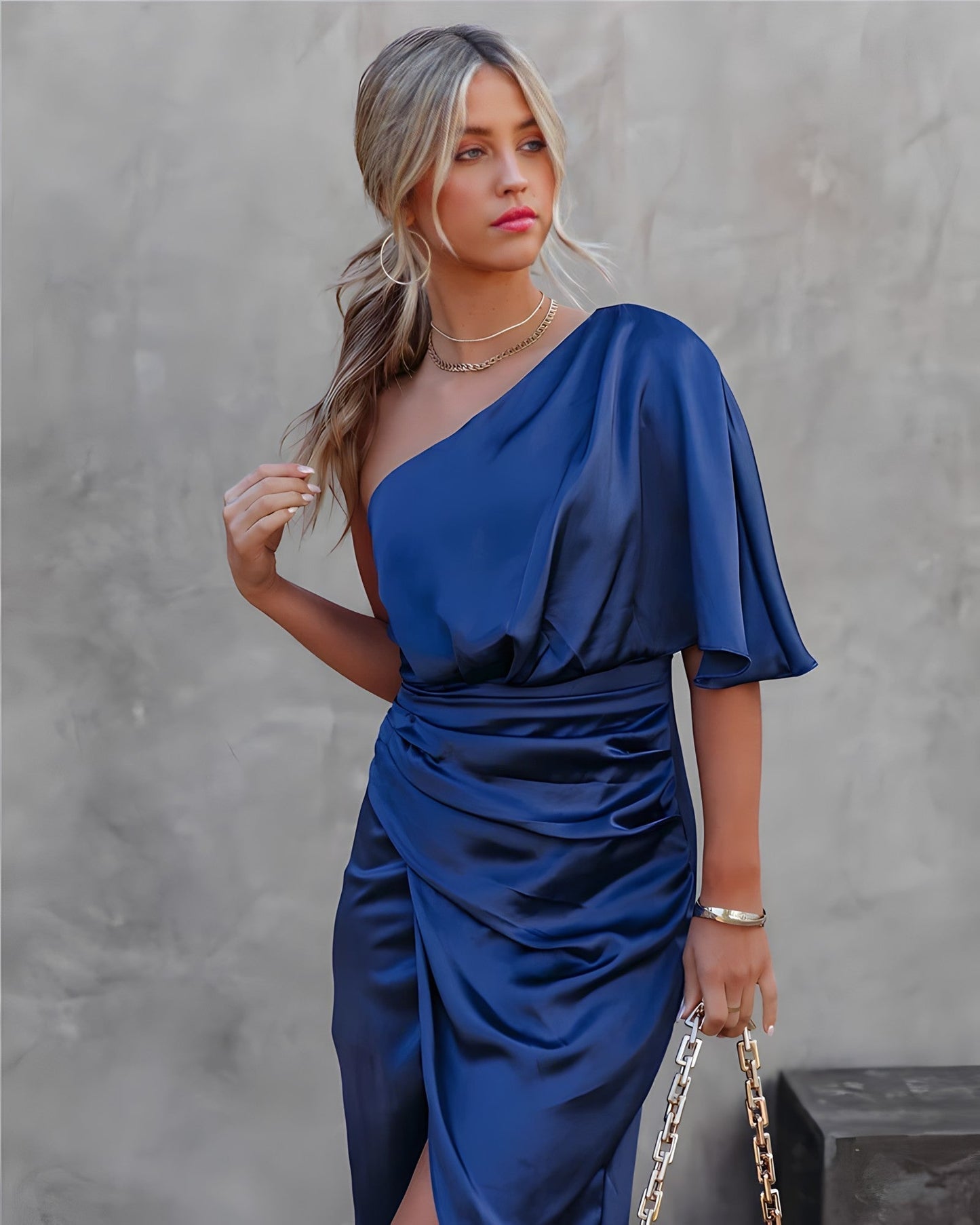 Damenkleid Modern Asymmetrisch Elegant - IdealeKleiden