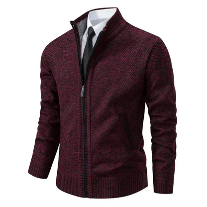 Herren Strickjacke Reißverschluss Modern Stehkragen