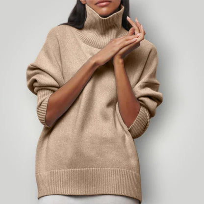Damen Rollkragenpullover Übergroß - Weichwarmer Winterpullover