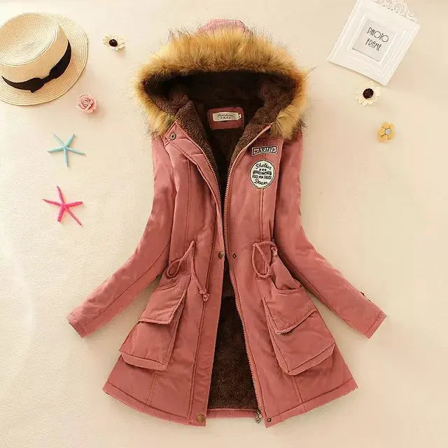 Warme Winterjacke Damen Kapuze Gefüttert