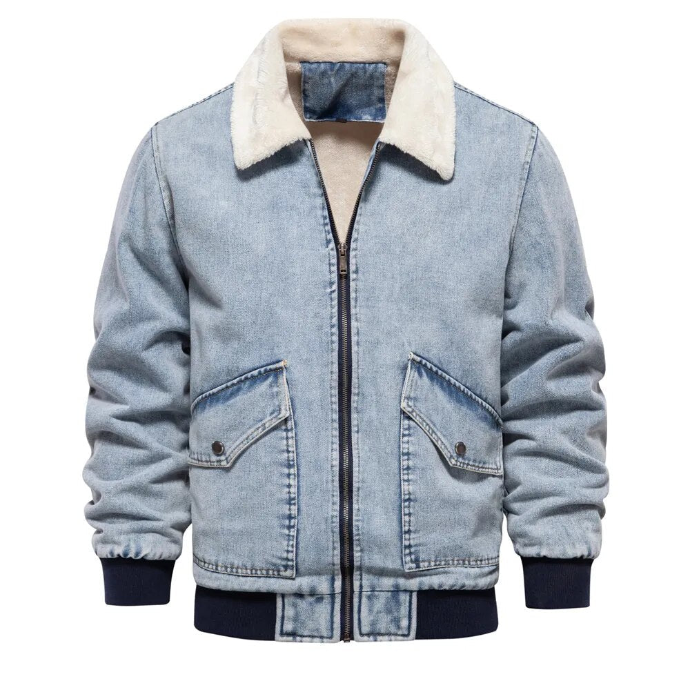 Herren Jeansjacke Warm Gefüttert Winter