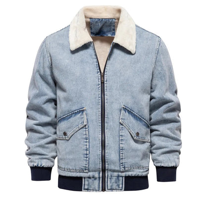 Herren Jeansjacke Warm Gefüttert Winter