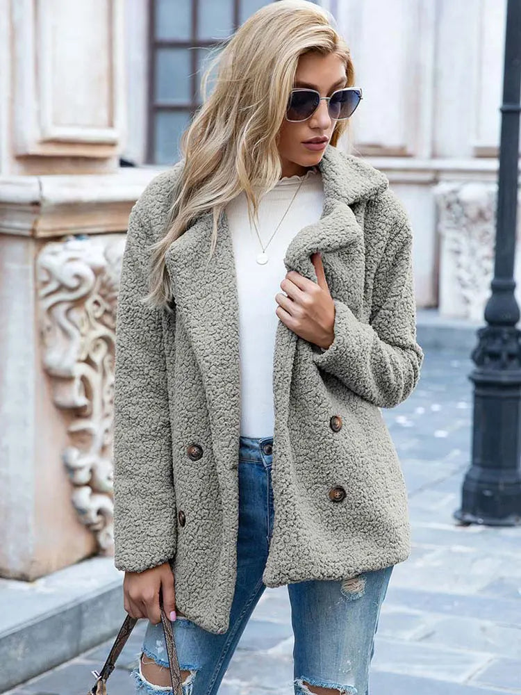 Weiche Damenjacke Teddy Mantel Winter