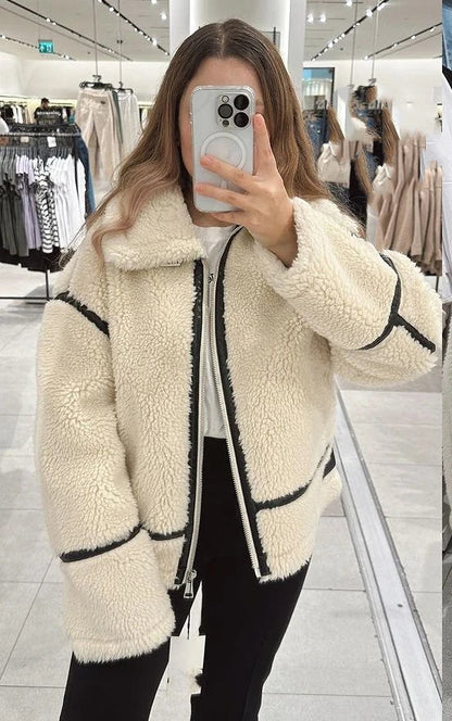 Weiche Oversized Sherpa-Jacke Warm und Bequem