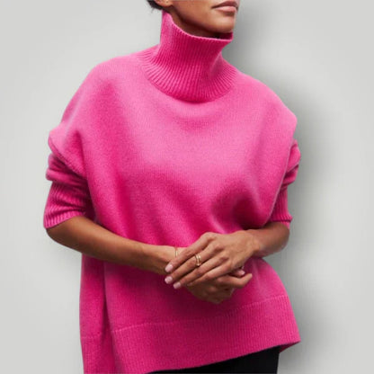 Damen Rollkragenpullover Übergroß - Weichwarmer Winterpullover