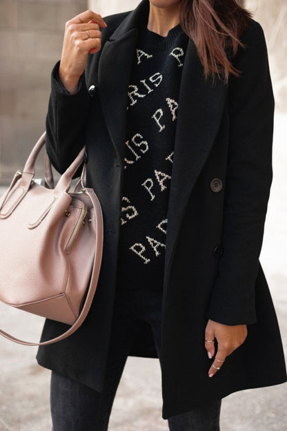 Elegante Wolljacke Mit Übergeschlagenem Kragen