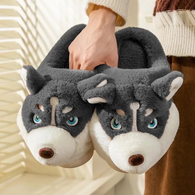 Niedliche Husky Hausschuhe Damen Weich