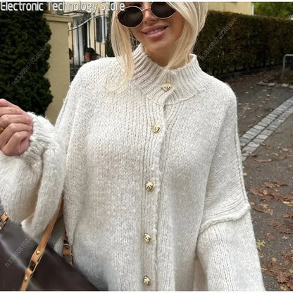 Eleganter Cardigan Damen Strick Pullover Komfort