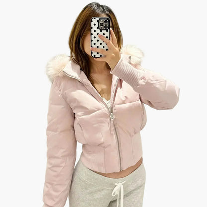 Winterjacke Damen Elegant Fellkragen Kapuze