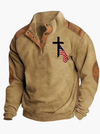 Retro Cowboy Sweatshirt Western Style Stehkragen