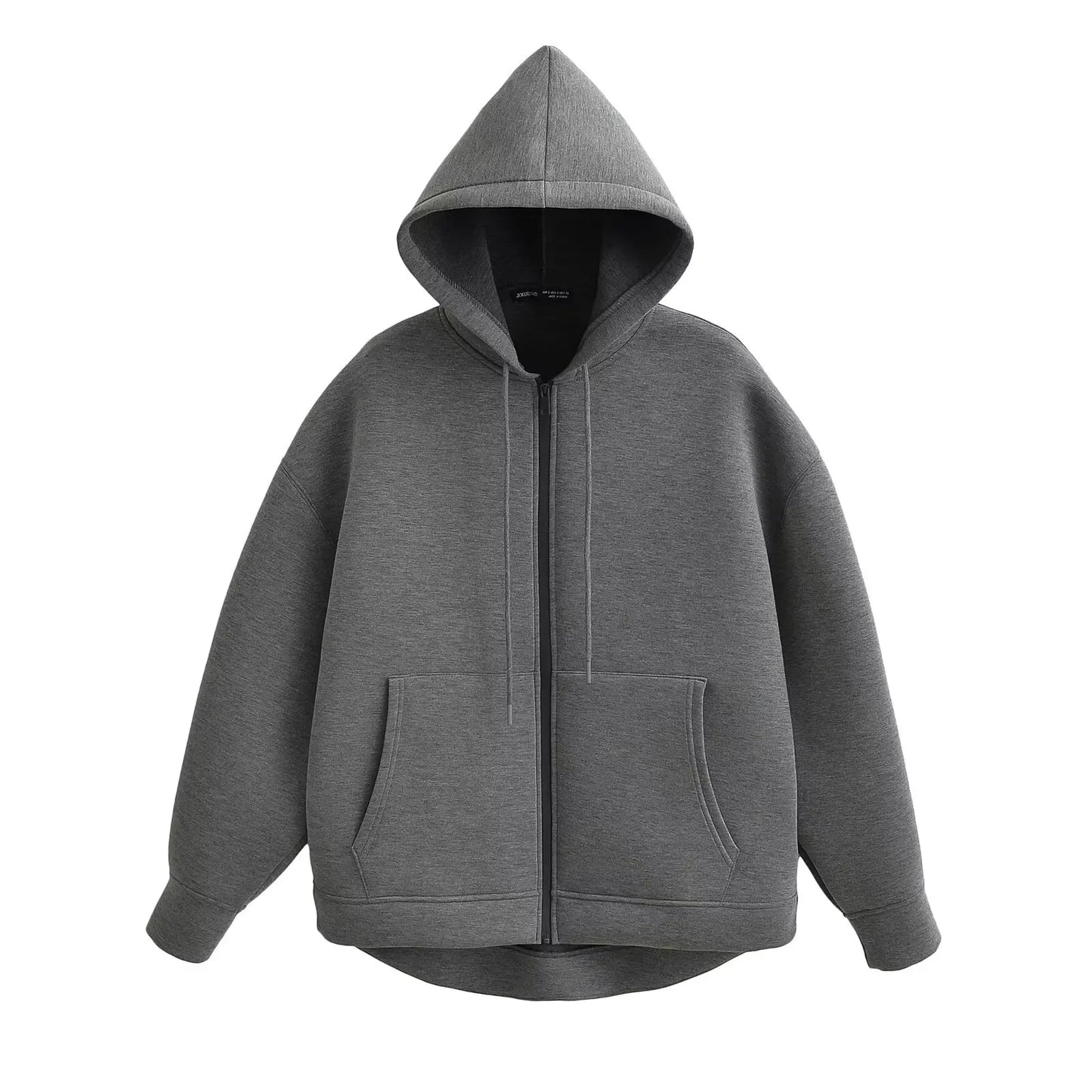 Damen Kapuzenjacke Reißverschluss Locker Fit