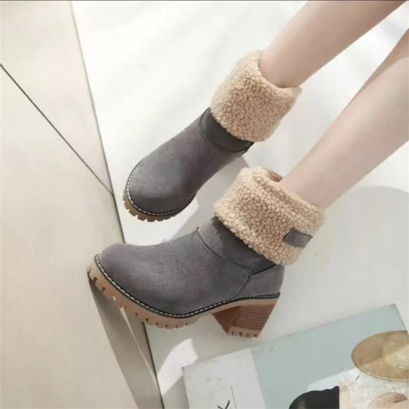 Herbst Stiefel Mit Blockabsatz Rundes Zehenende