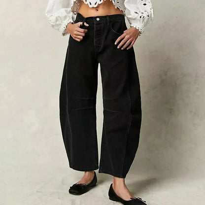 Damen High-Waist-Jeans Bequem Locker