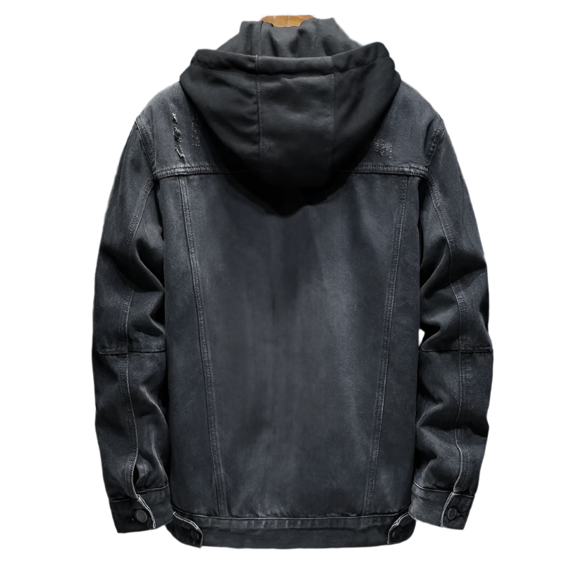 Moderne Jeansjacke Mit Stylisher Kapuze - IdealeKleiden