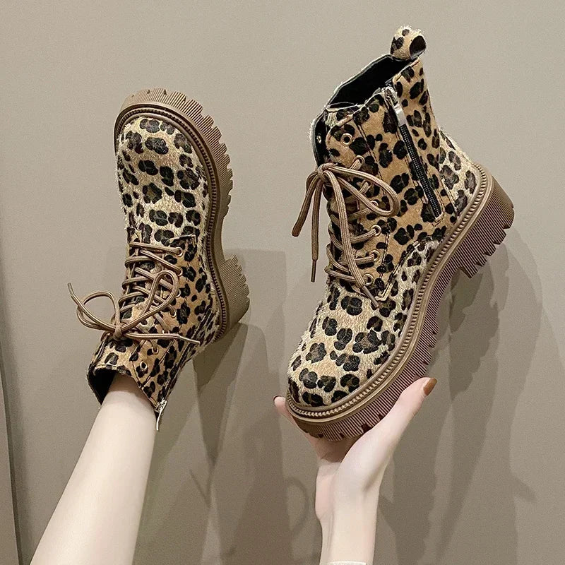 Stilvolle Stiefel Leopardenmuster Damen