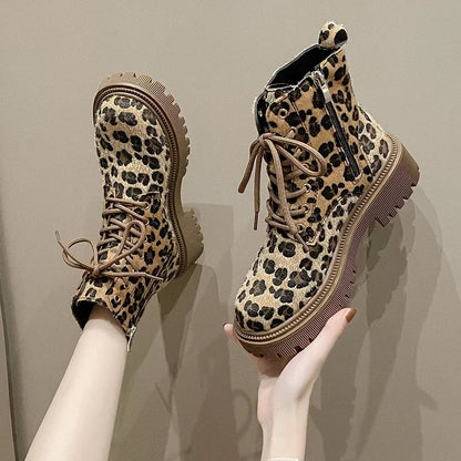 Stilvolle Stiefel Leopardenmuster Damen