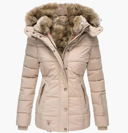 Wintersteppjacke Damen Kapuze Kunstfell Warm