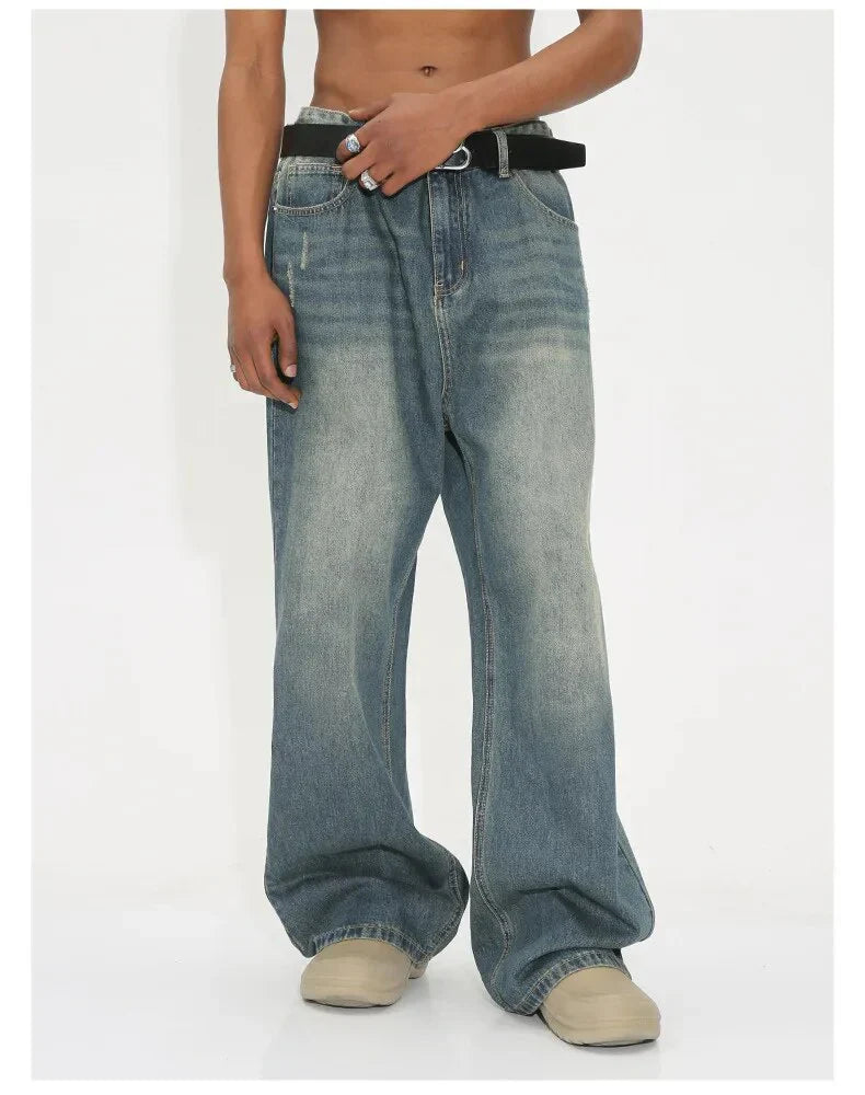 Retro Jeans Weite Bein Verwaschen - IdealeKleiden