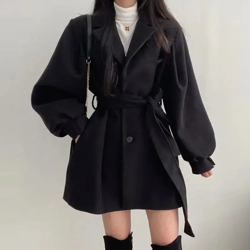 Damen Wickelmantel Gürtel Mini Elegant - IdealeKleiden