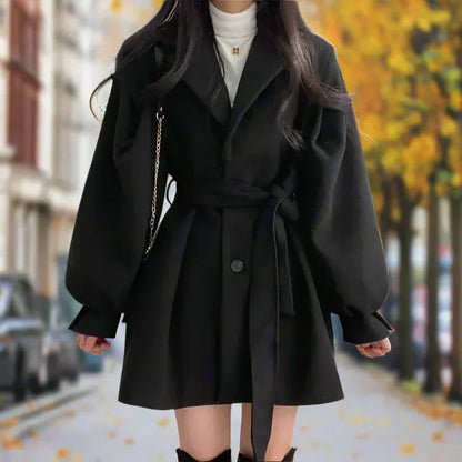 Eleganter Damen Trenchcoat Lang mit Gürtel