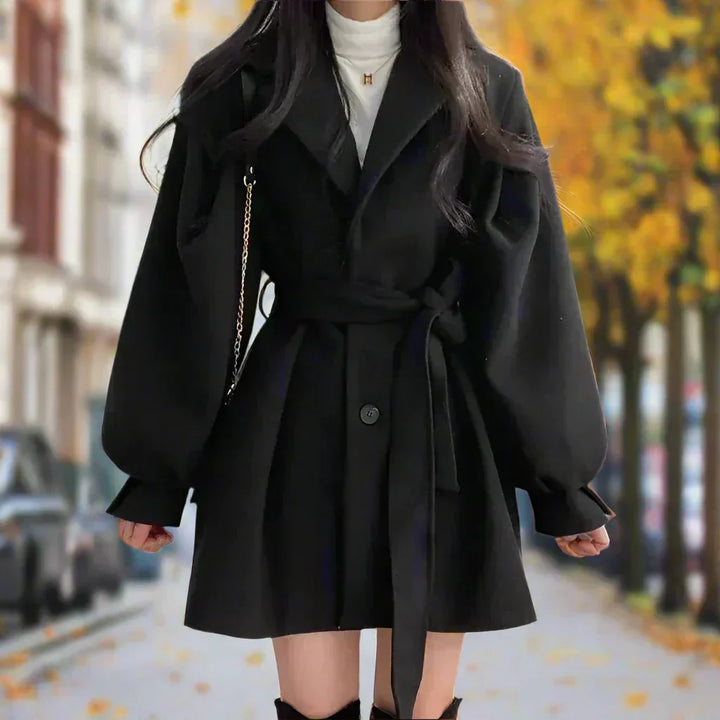 Eleganter Damen Trenchcoat Lang mit Gürtel