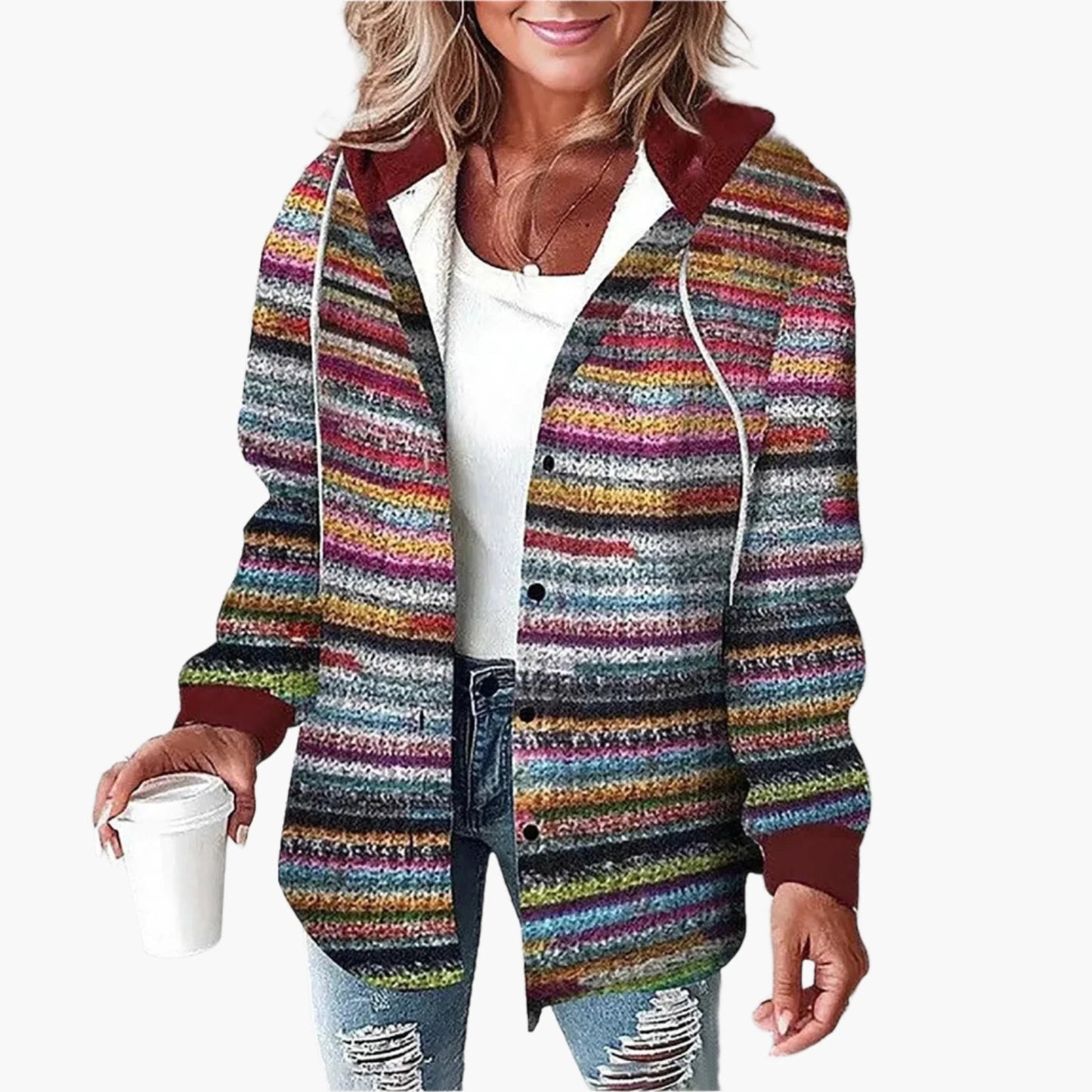 Karierte Winterjacke Kapuze Herbststil