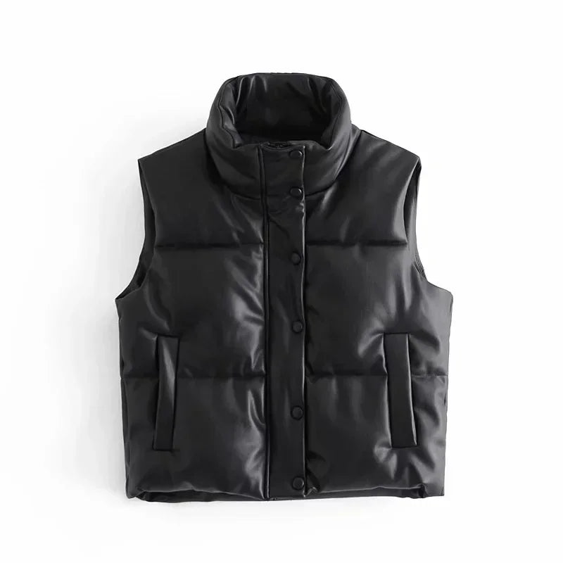 Damen Steppweste Hochkragen Eleganz