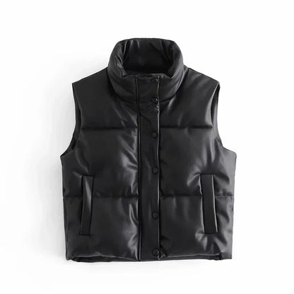 Damen Steppweste Hochkragen Eleganz