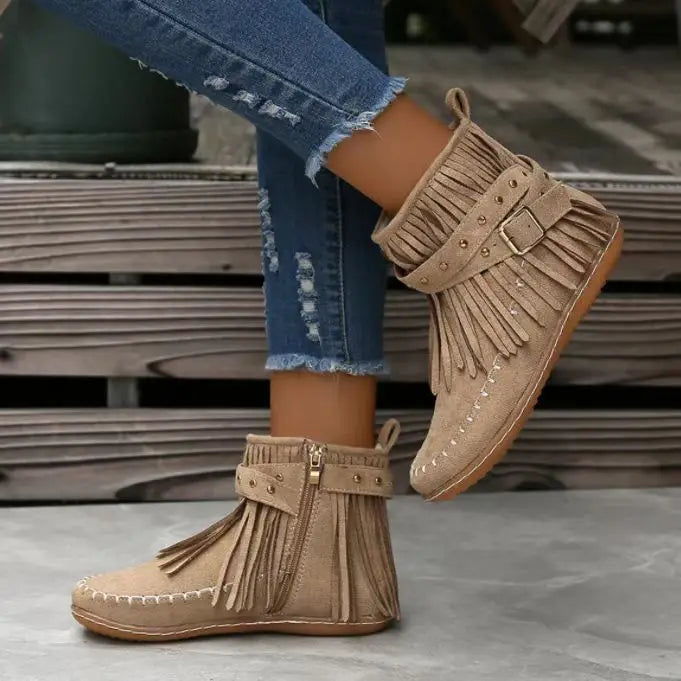 Warmes Winterstiefel Damen Runder Zehen Reißverschluss