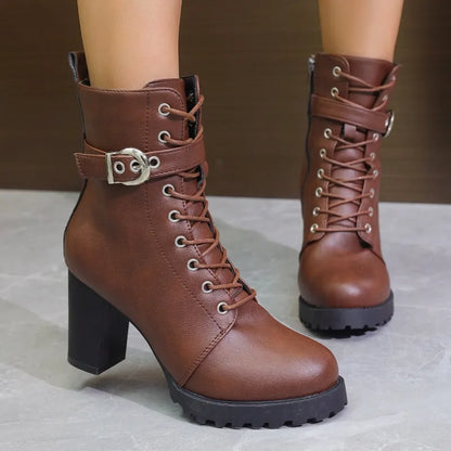 Damen Stiefeletten Schnürsenkel Elegant