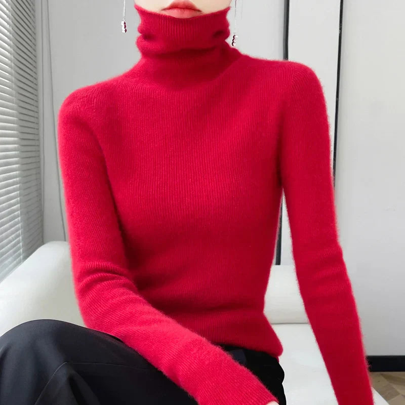 Weiche Rollkragenpullover Damen Wolle