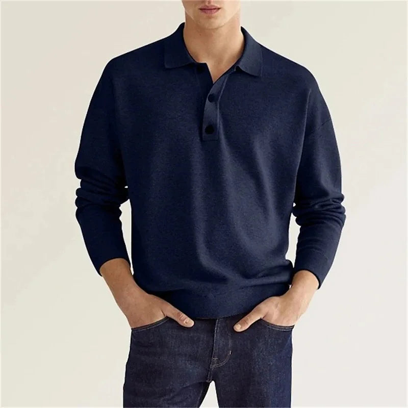 Herren Poloshirt Langarm Modern Freizeitlook