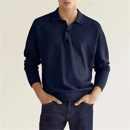 Herren Poloshirt Langarm Modern Freizeitlook