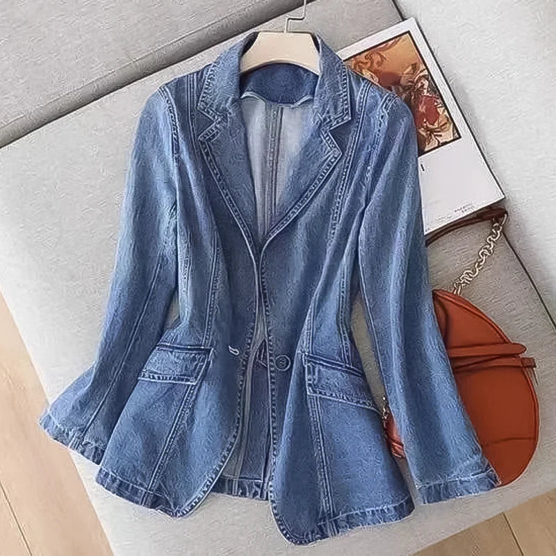 Frauen Denim Blazer Jacke Modern - IdealeKleiden