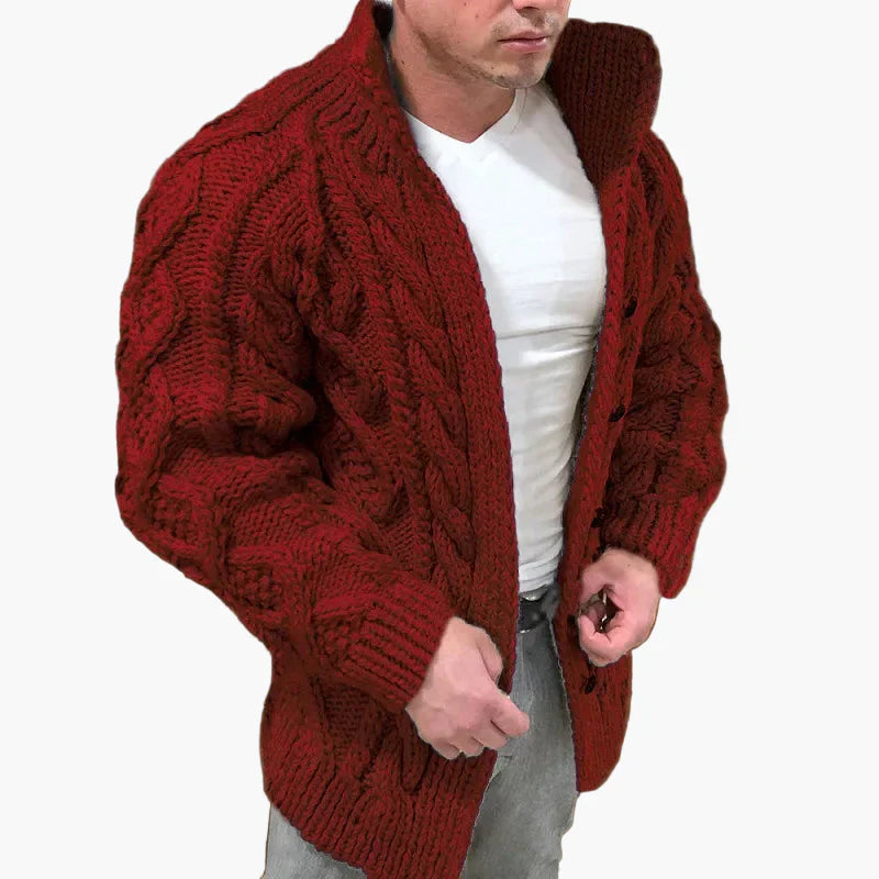 Stilvolle Strickjacke Zopfmuster Grobstrick
