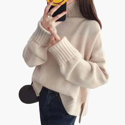 Großer Oversize Pullover Hochkragen Winter - IdealeKleiden