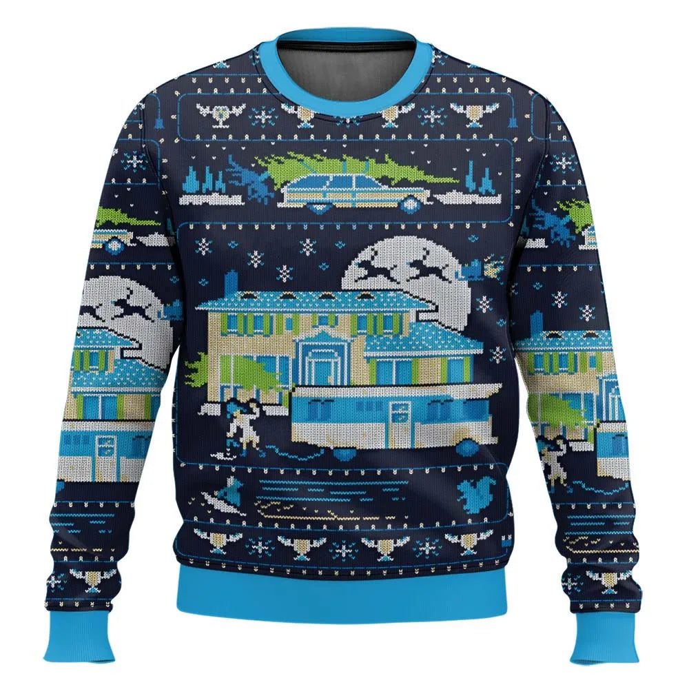 Herren Weihnachtspullover Ski Motiv Witzig
