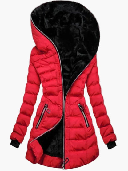Winter Steppjacke Kapuze Asymmetrisch