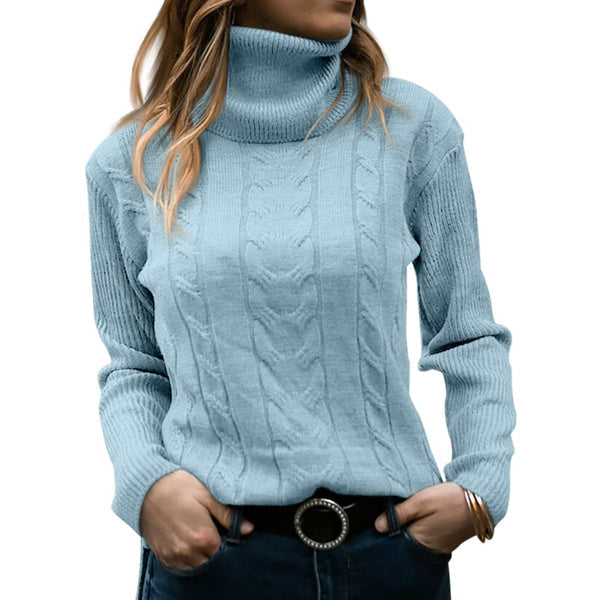 Damen Rollkragenpullover Chic Langarm