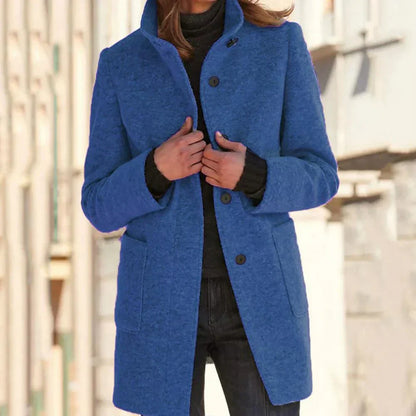 Elegante Damenjacke Lang Hochgeschlossener Kragen
