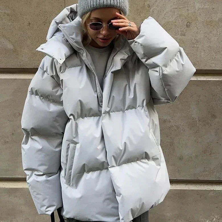 Übergroße Pufferjacke Warm Kapuzen Wintermantel